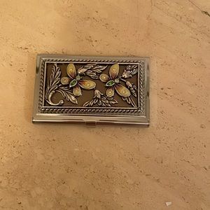 NWT Mirror compact & business card holder- butterfly design